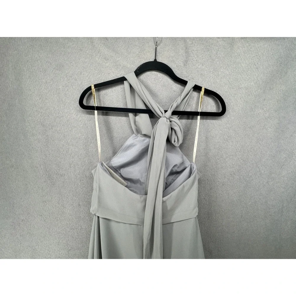 Jenny Yoo Dress Womens Size‎ 2 Brett Mineral Luxe Chiffon Halter Maxi Bridesmaid